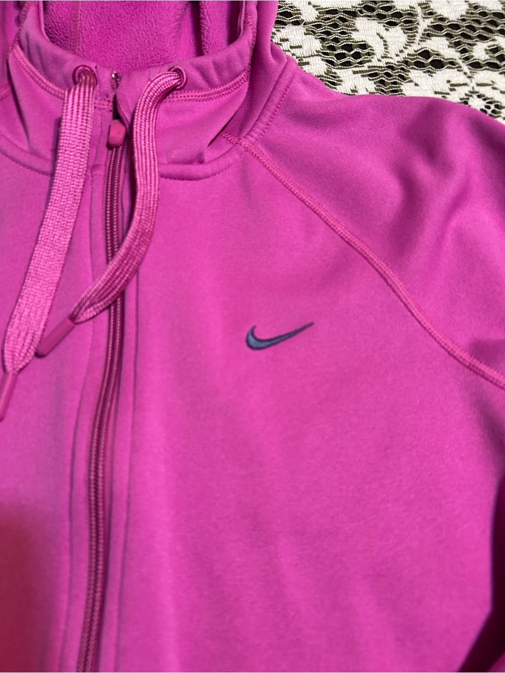 Nike Magenta Zip Hoodie with Navy Swoosh - Picture 5 of 13